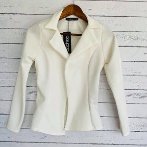 Boohoo Workwear  Alisha Scuba Lapel Blazer Cream 4
